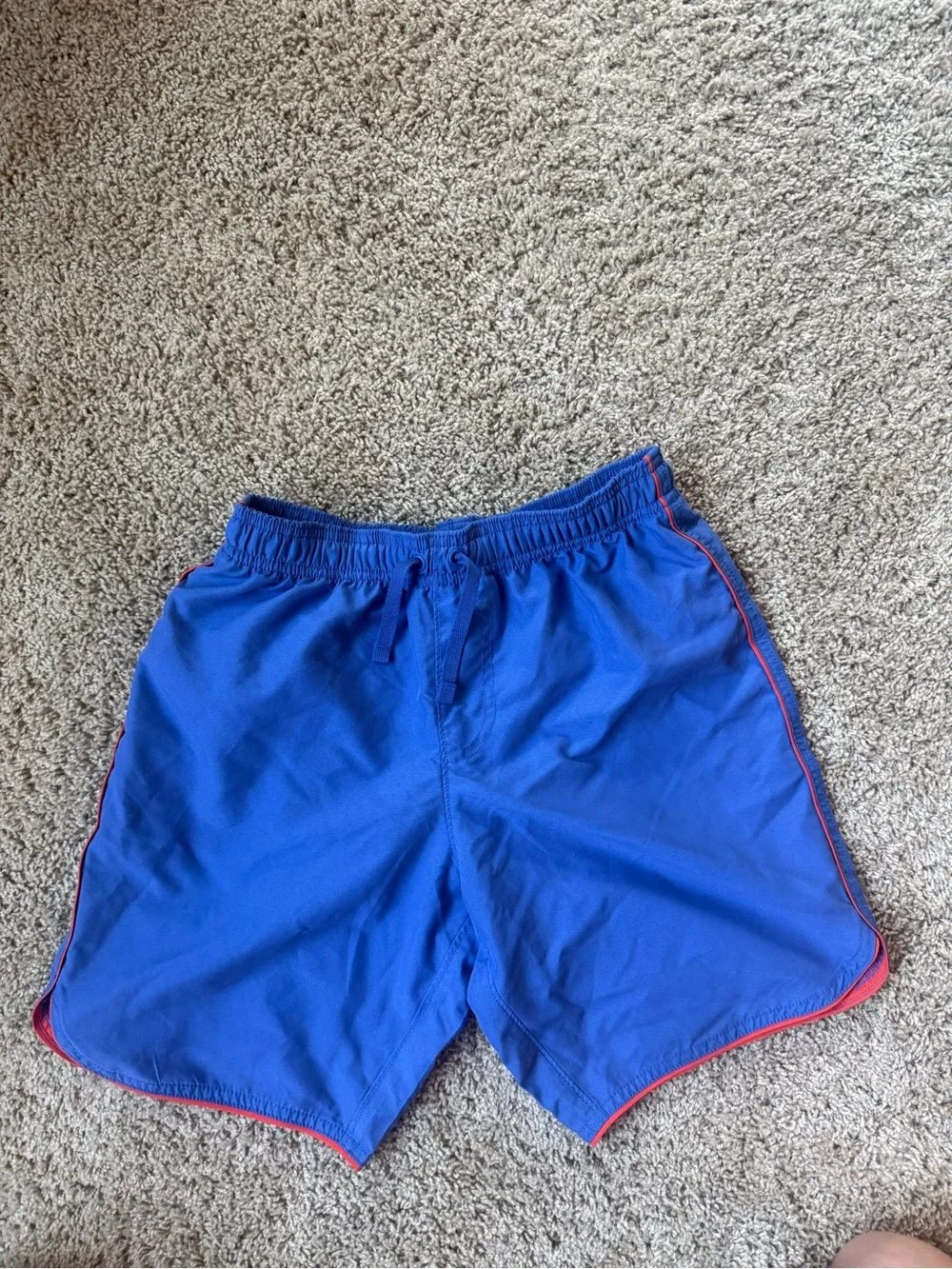 Hanna Andersson Boys Blue Swim Trunks with red Trim